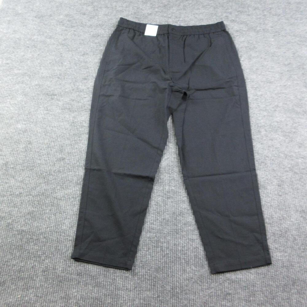 Mode Of One Pants Womens 2XL Black Linen Suiting Tapered Flat Front 39x29* NWT